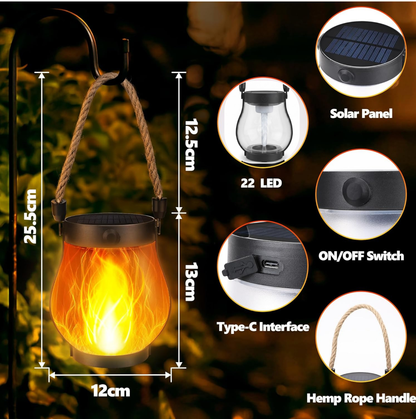 🔥Last Chance Before They're Gone! Solar Flame Lanterns – No Wiring, Auto-On at Dusk!