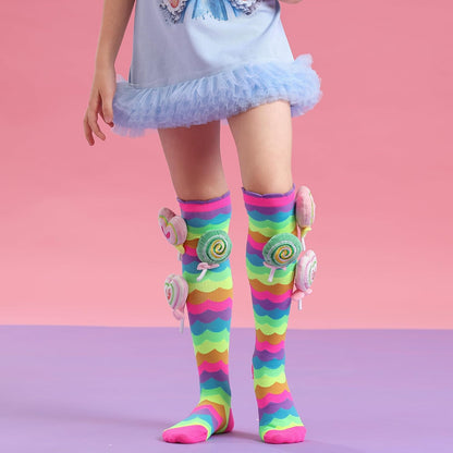 Bold Rainbow Knee-High Fun Socks