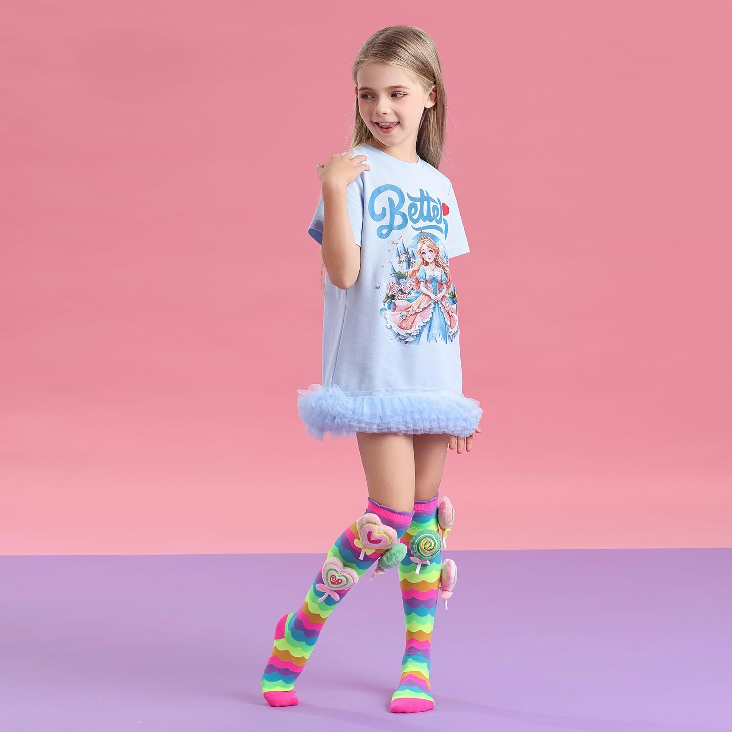 Bold Rainbow Knee-High Fun Socks