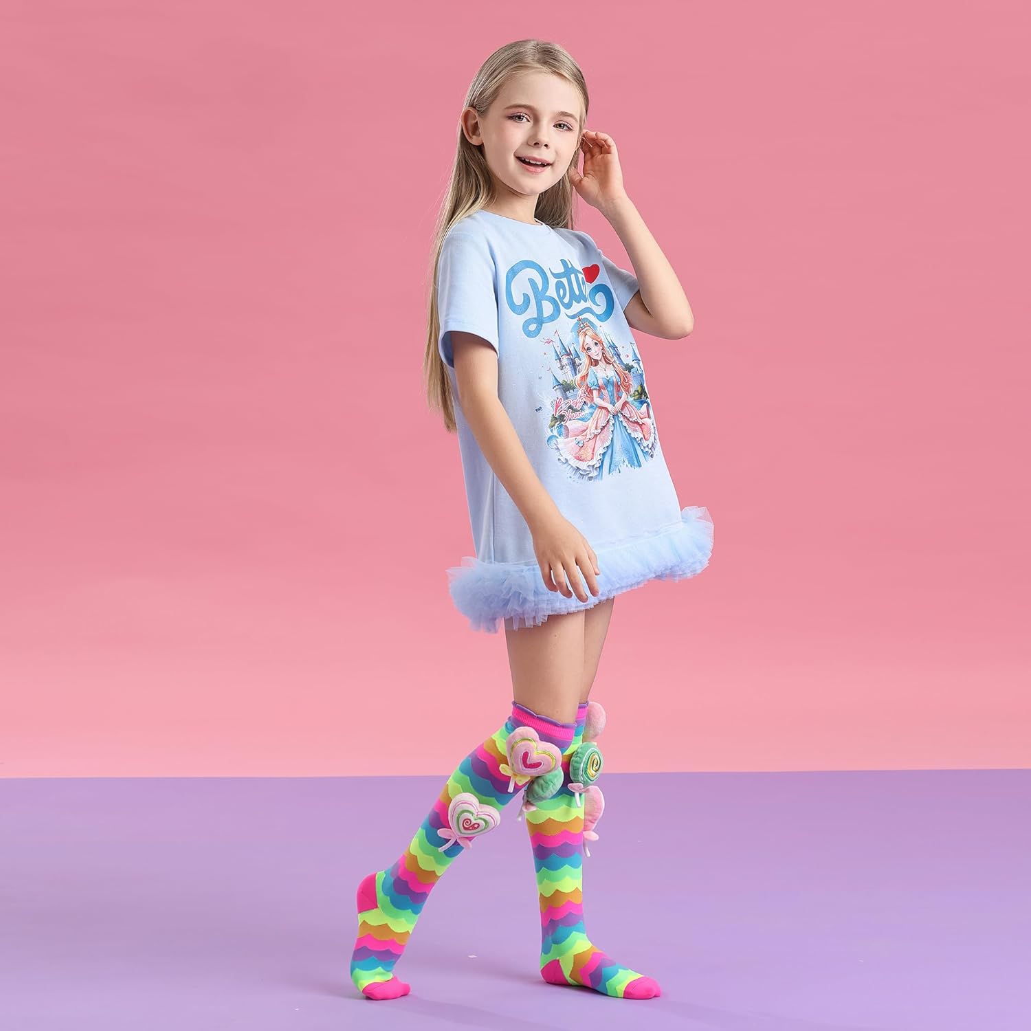 Bold Rainbow Knee-High Fun Socks